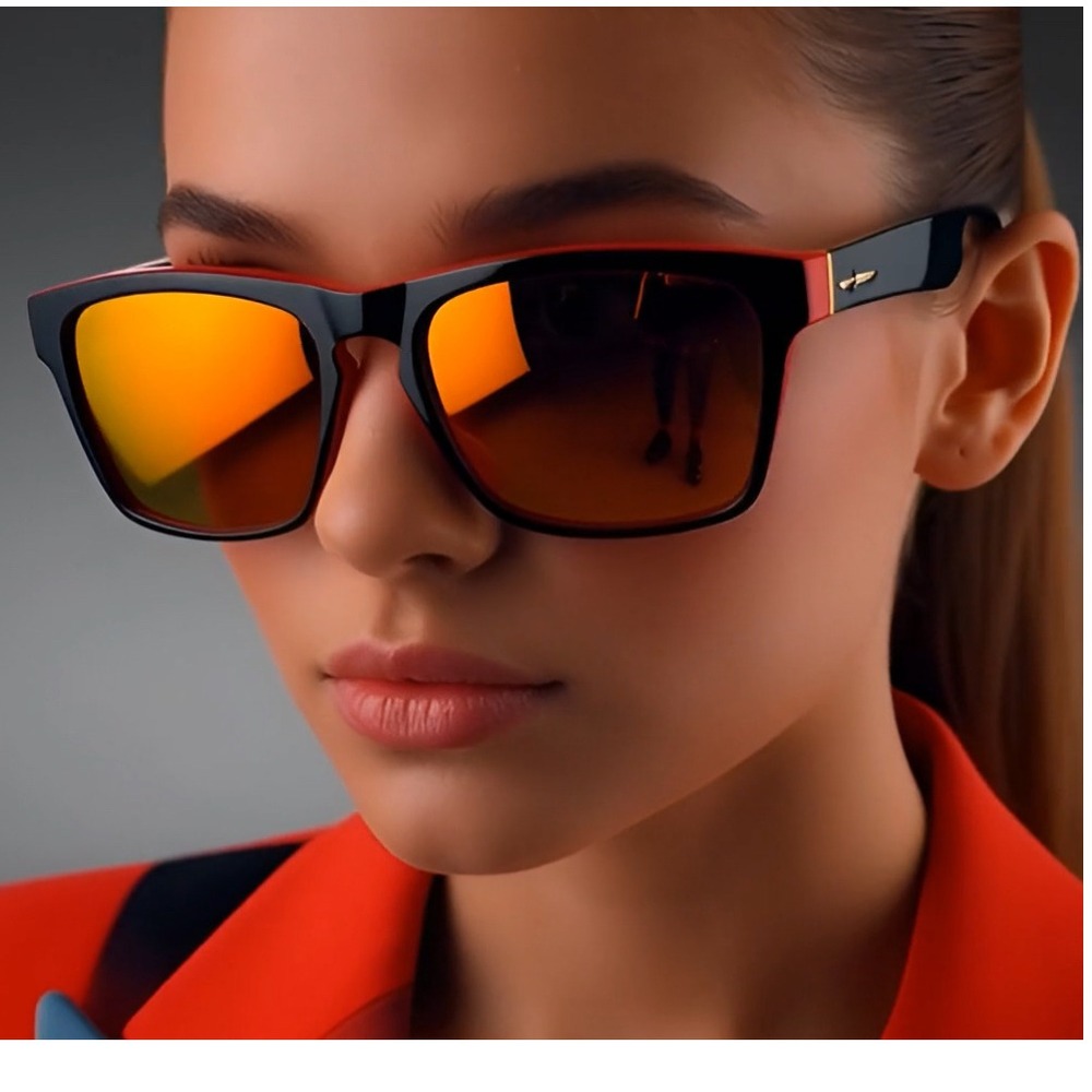 Polarized Sunglasses Men‎ Orange Lens Driving Fishing Square Retro Shades Lentes